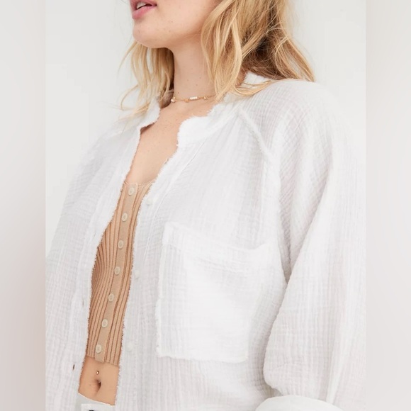 Aerie Gauzy Knit Waffles Layering Shirt - Picture 15 of 15